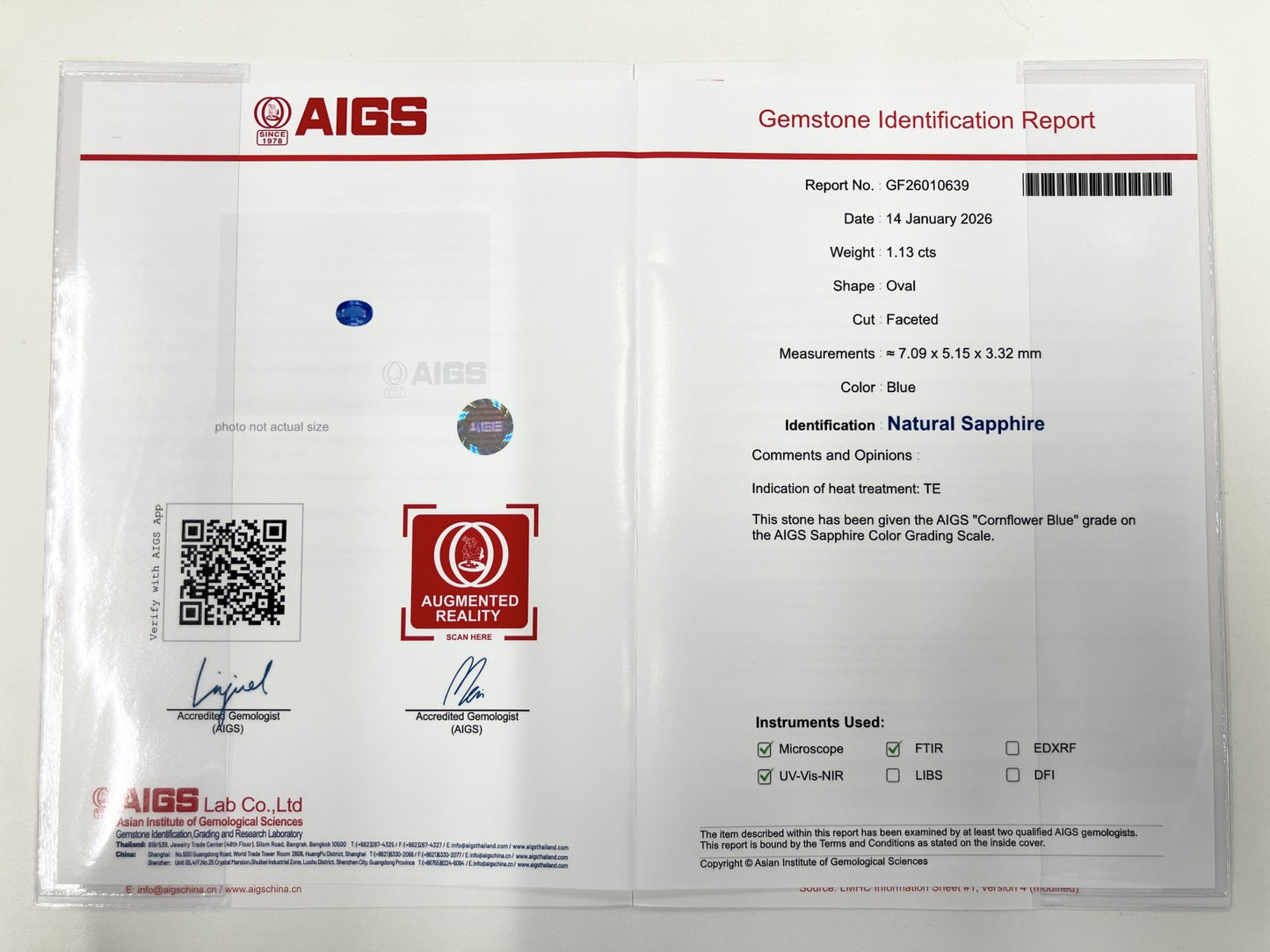 サファイア 1.13ct コンフラワーブルー 　Cornflower blue AIGS鑑別書 D0.45ct PT900 4.8g 指輪 （JP10号） サイズ直し無料 7325S
