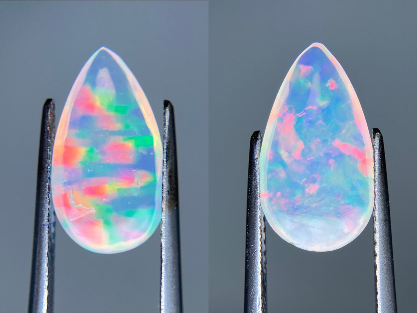 オパール （ペアセット） 2.454ct / 1.904ct 宝石鑑別書付き 15.1㎜×8.5㎜×3.5㎜ / 15.1㎜×8.5㎜×3.4㎜ ルース（ 裸石 ） 3382S