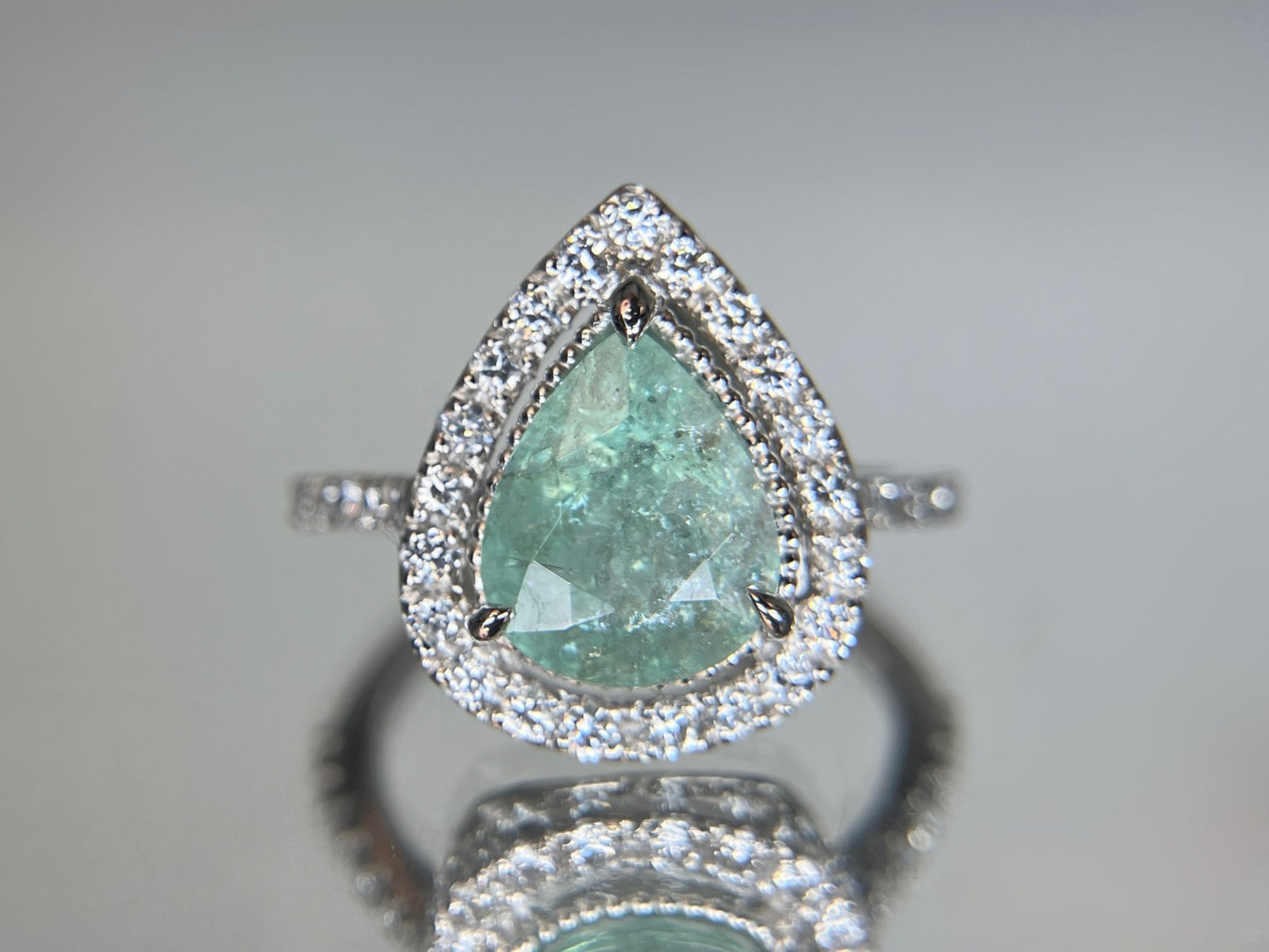 パライバトルマリン 2.025ct 中央宝石研究所鑑別書（CGL） D0.56ct PT900 4.7g 指輪 （JP10号） サイズ直し無料 7933S