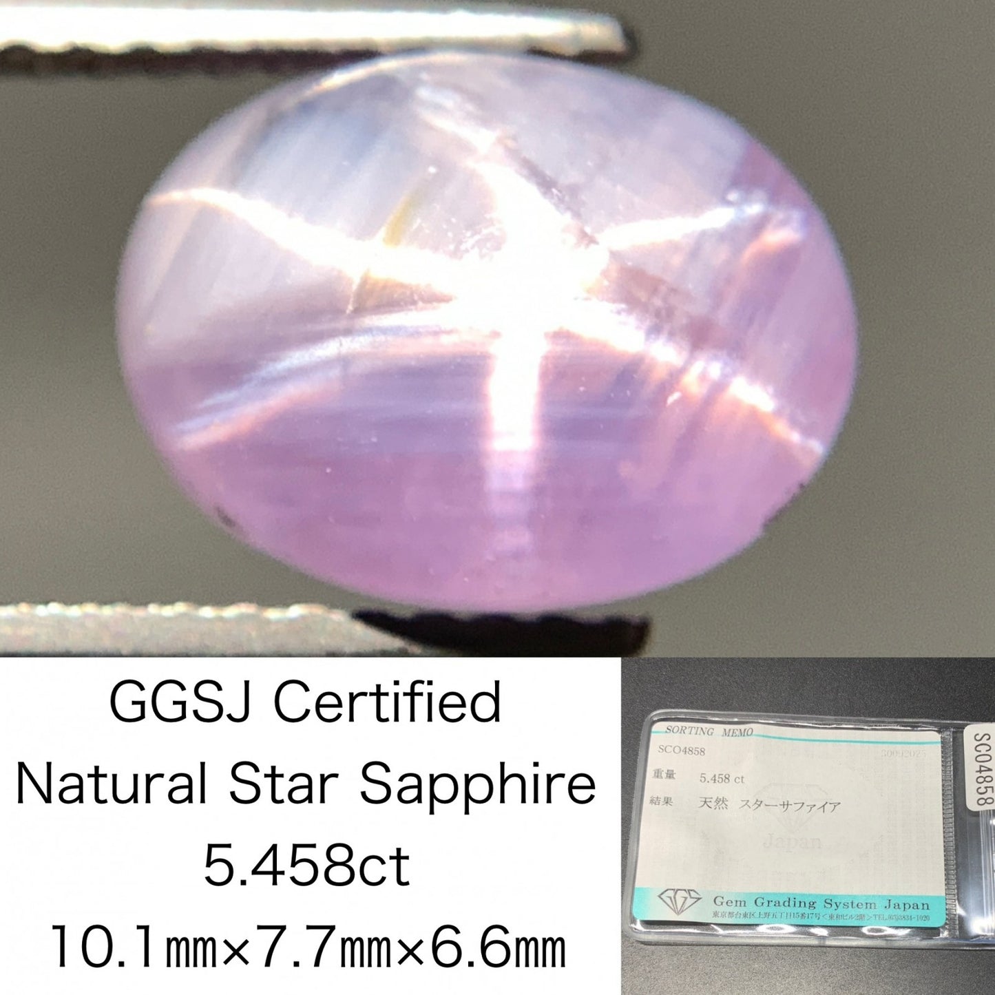 スターサファイア 天然 5.458ct 宝石ソーティング付き 10.1㎜×7.7㎜×6.6㎜ ルース（ 裸石 ） 6996Y