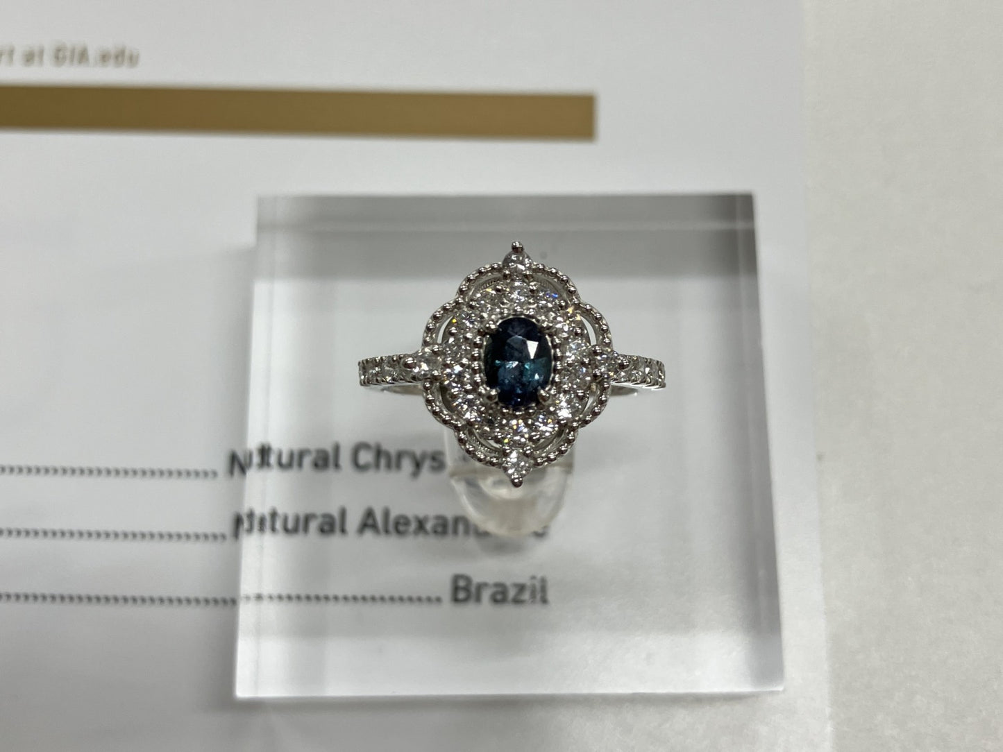 アレキサンドライト 0.43ct ブラジル産 Brazil GIA鑑別書 D0.36ct PT900 4.1g 指輪 （JP12号） サイズ直し無料 6610S