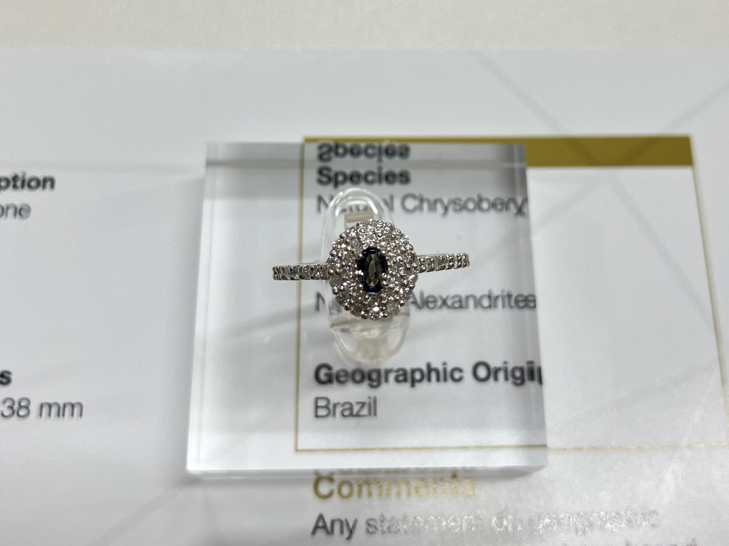 アレキサンドライト 0.13ct ブラジル産 Brazil GIA鑑別書 D0.38ct PT900 3.2g 指輪 （JP12号） サイズ直し無料 8070S