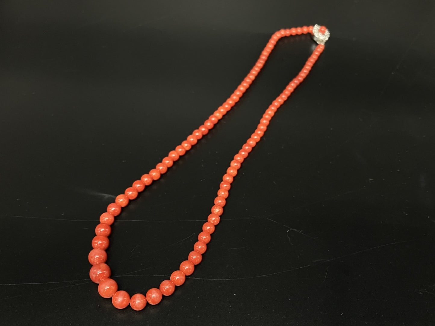 赤珊瑚　ネックレス　（さんご　サンゴ） 宝石鑑別書付き Silver 総重量13.82g ネックレス全長約44cm 4643YY