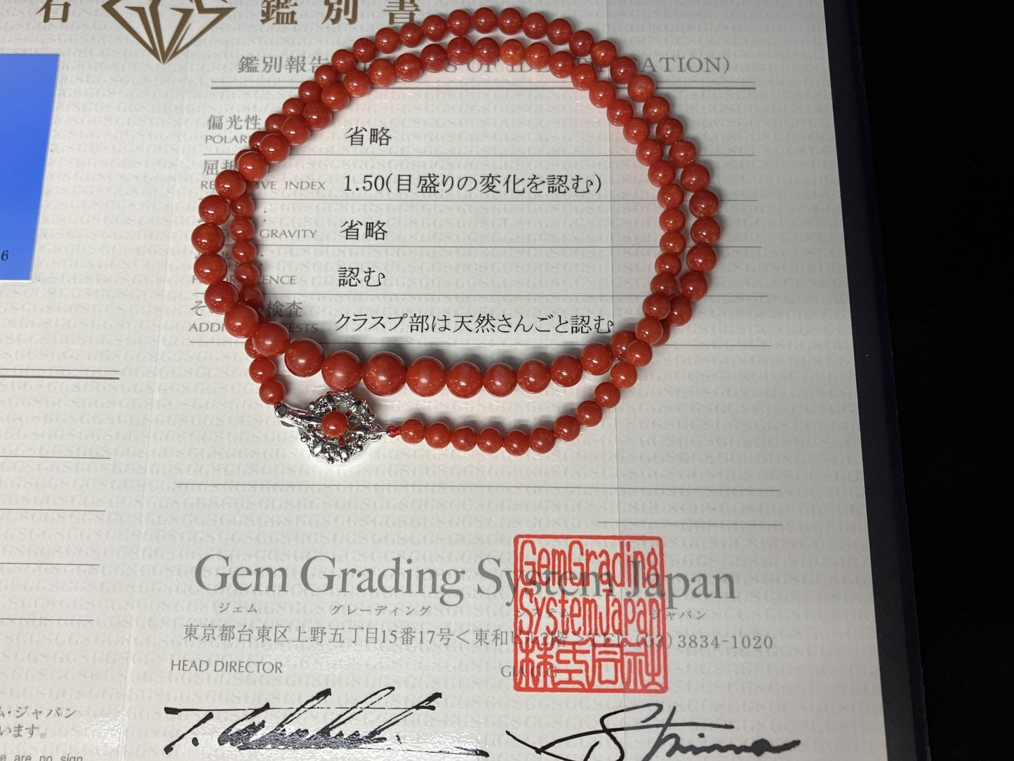 赤珊瑚　ネックレス　（さんご　サンゴ） 宝石鑑別書付き Silver 総重量13.82g ネックレス全長約44cm 4643YY