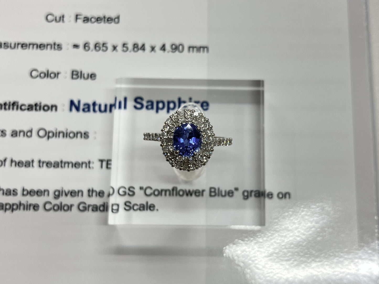 サファイア 1.70ct コンフラワーブルー Cornflower blue AIGS鑑別書 D0.72ct PT900 5.2g 指輪 （JP13号） サイズ直し無料 7333S