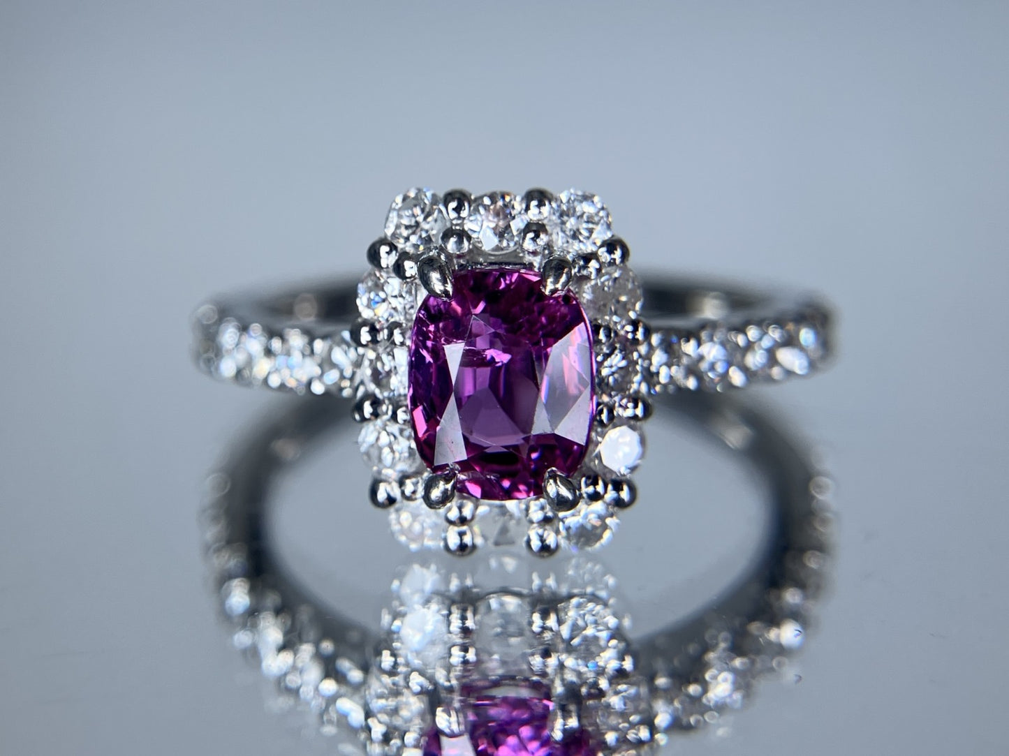 ピンクサファイア 1.01ct 非加熱 NoHeat GIA鑑別書 D0.57ct PT900 5.2g 指輪 （JP11号） サイズ直し無料 8115S
