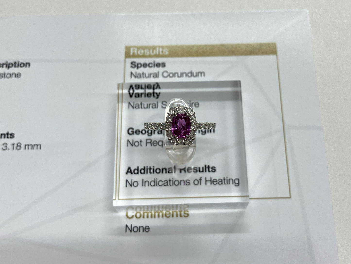 ピンクサファイア 1.01ct 非加熱 NoHeat GIA鑑別書 D0.57ct PT900 5.2g 指輪 （JP11号） サイズ直し無料 8115S