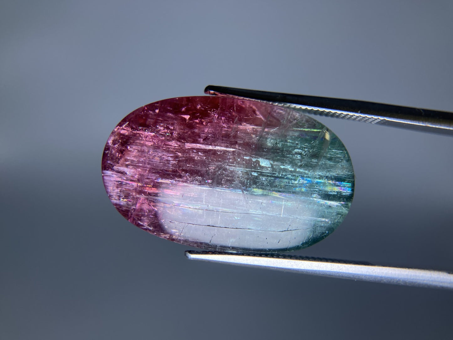 パーティカラードトルマリンキャッツアイ 44.136ct 中央宝石ソーティング付き 25.5㎜×16.0㎜×12.2㎜ ルース（ 裸石 ） 3425S