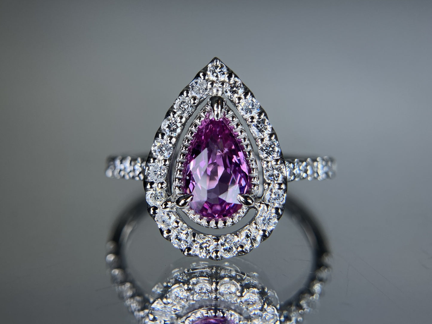 ピンクサファイア 1.04ct 非加熱 NoHeat GIA鑑別書 D0.45ct PT900 4.0g 指輪 （JP14号） サイズ直し無料 8117S