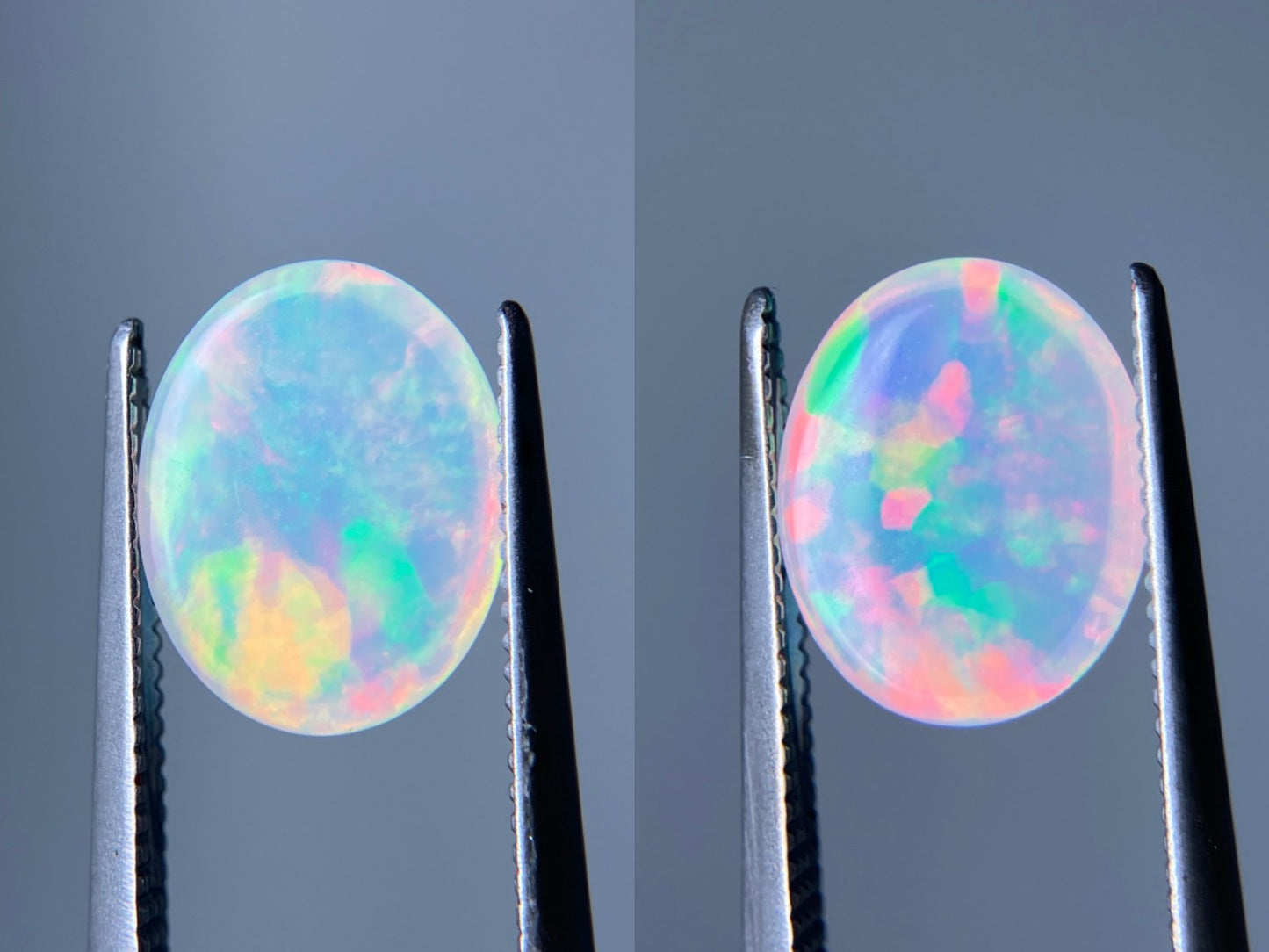 オパール（ペアセット） 1.324ct / 1.714ct 宝石鑑別書付き 9.8㎜×7.7㎜×3.8㎜ / 10.0㎜×7.9㎜×4.0㎜ ルース（ 裸石 ） 3517S