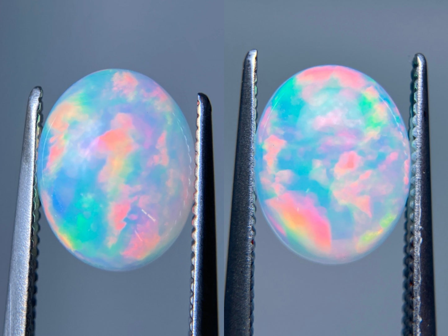 オパール（ペアセット） 1.324ct / 1.714ct 宝石鑑別書付き 9.8㎜×7.7㎜×3.8㎜ / 10.0㎜×7.9㎜×4.0㎜ ルース（ 裸石 ） 3517S