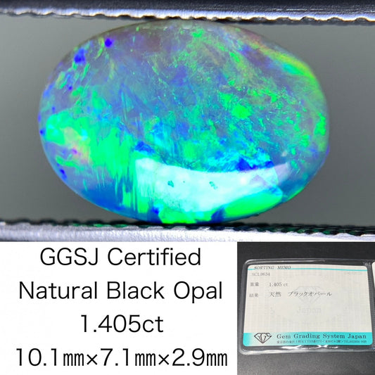 ブラックオパール 1.405ct  宝石ソーティング付き  10.1㎜×7.1㎜×2.9㎜  天然 ルース（ 裸石 ） 4621Y