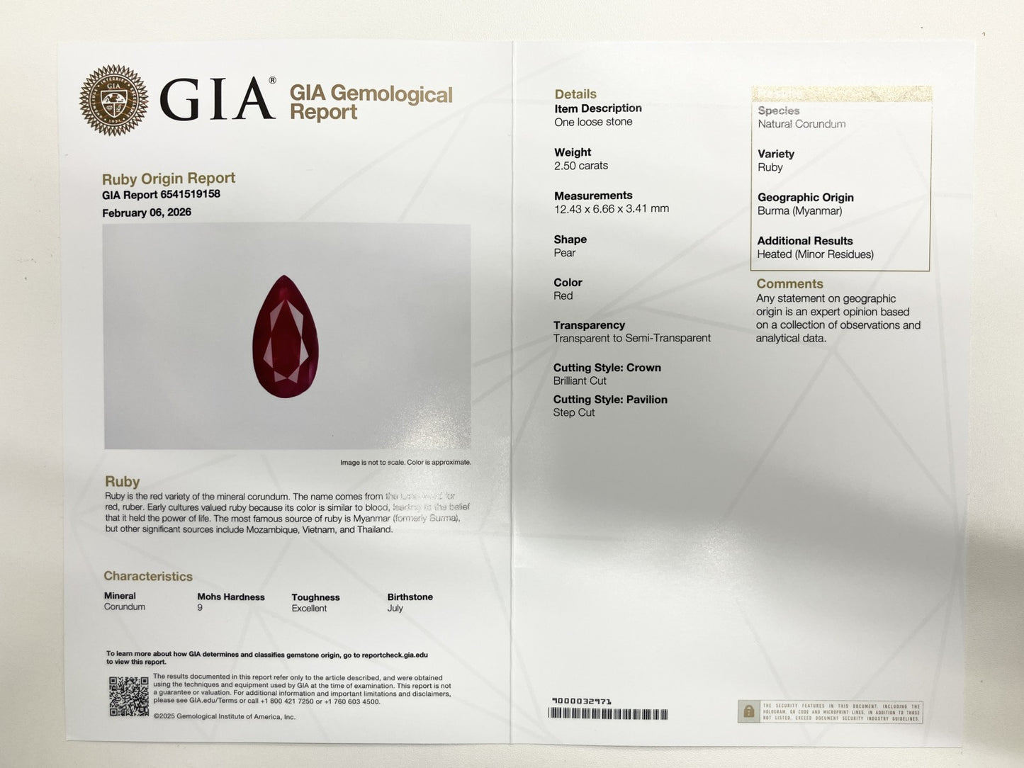 ルビー 2.50ct ビルマ産 Burma GIA鑑別書 D0.38ct PT900 5.4g 指輪 （JP11号） サイズ直し無料 7824S