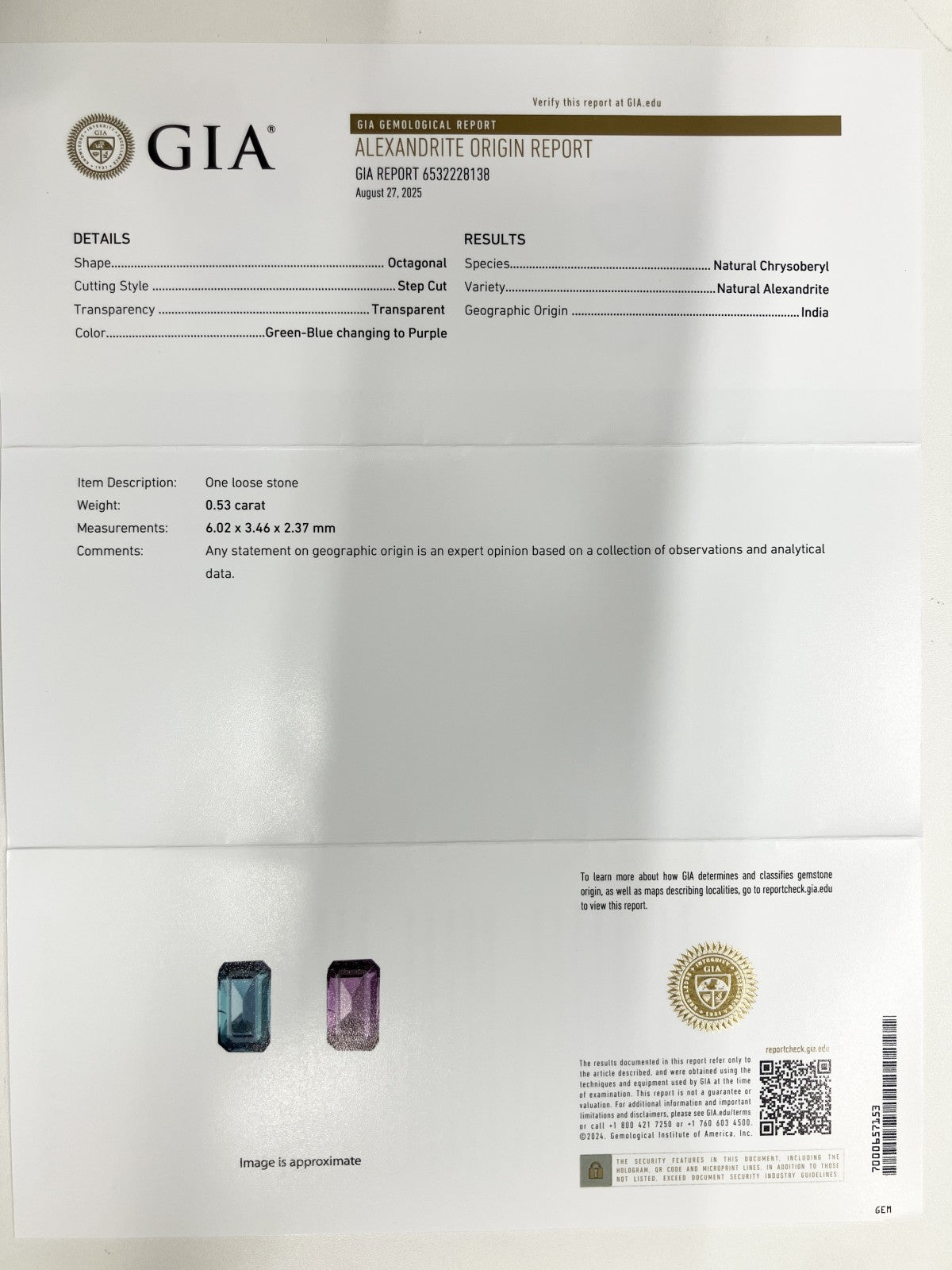 アレキサンドライト 0.53ct GIA鑑別書 D0.57ct PT900 5.2g 指輪 （JP12号） サイズ直し無料 6637S