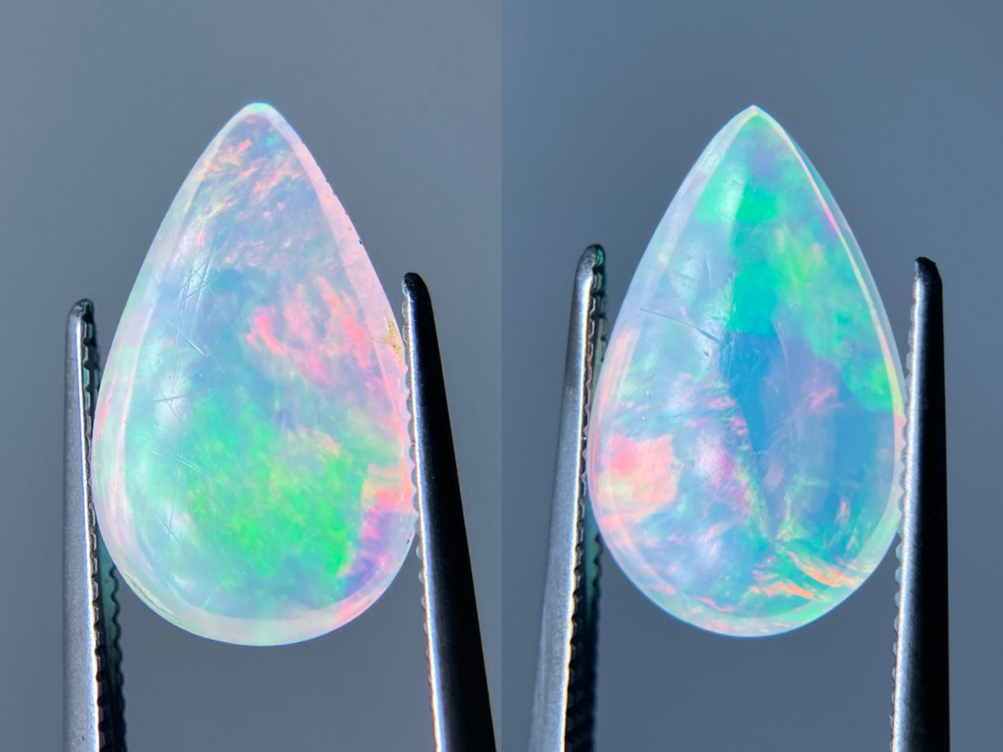 オパール（ペアセット） 1.739ct / 1.819ct 宝石鑑別書付き 13.6㎜×8.4㎜×3.4㎜ / 13.6㎜×8.4㎜×3.2㎜ ルース（ 裸石 ） 3515S