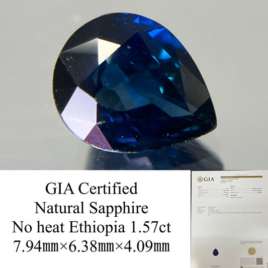 サファイア 天然  1.57ct  GIA宝石鑑別書付き  No Heat  Ethiopia  7.94㎜×6.38㎜×4.09㎜  ルース（ 裸石 ）   5197YY