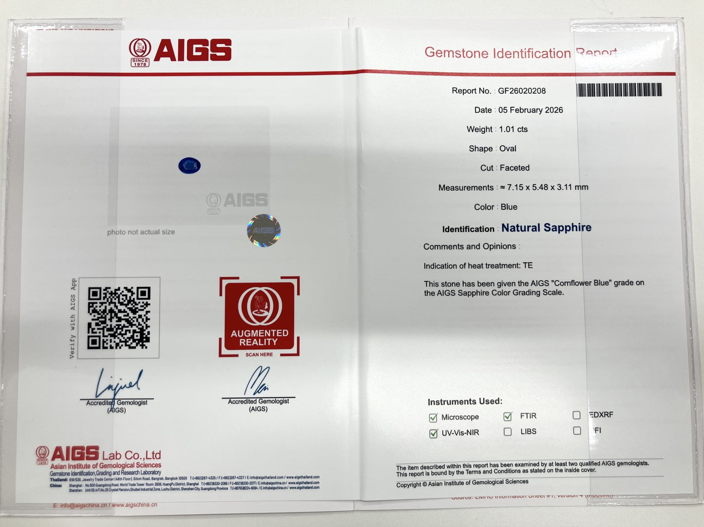 サファイア 1.01ct コンフラワーブルー Cornflower Blue AIGS鑑別書 D0.45ct PT900 5.0g 指輪 （JP9号） サイズ直し無料 7475S