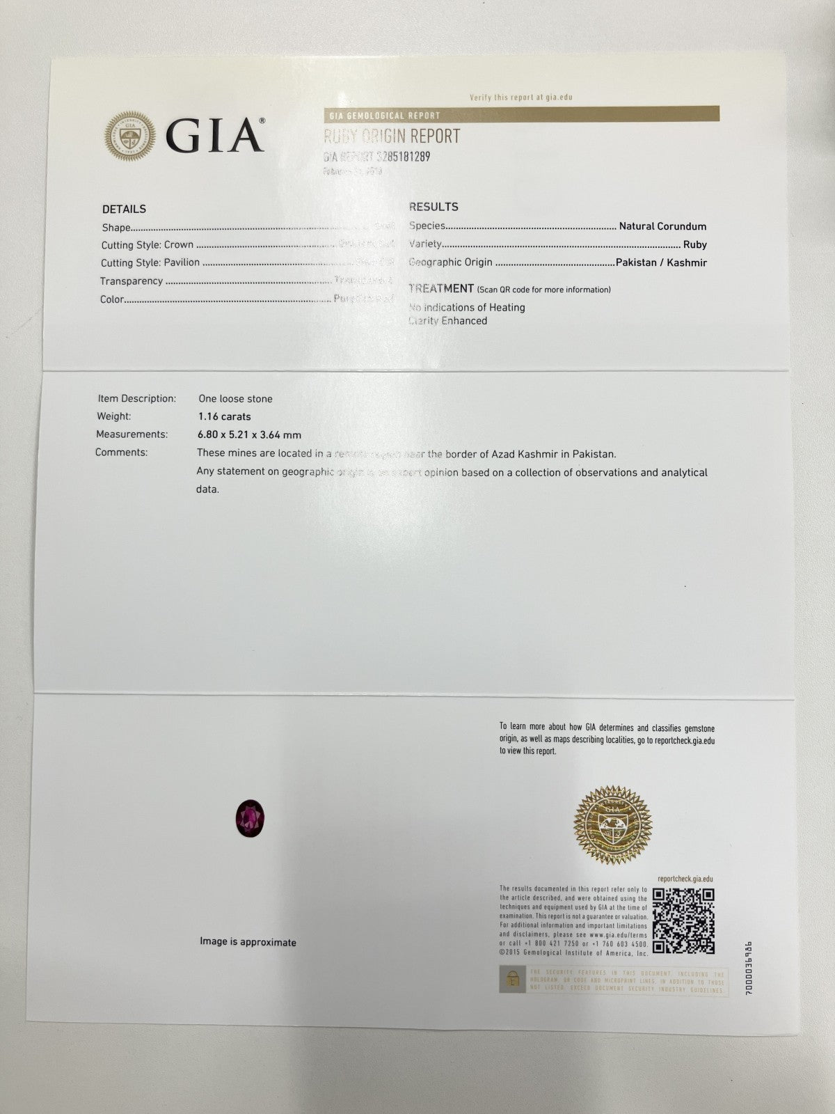 ルビー 1.16ct カシミール産 Kashmir 非加熱 No heat GIA鑑別書 D0.31ct PT900 4.0g 指輪 （JP14号） サイズ直し無料 8739S