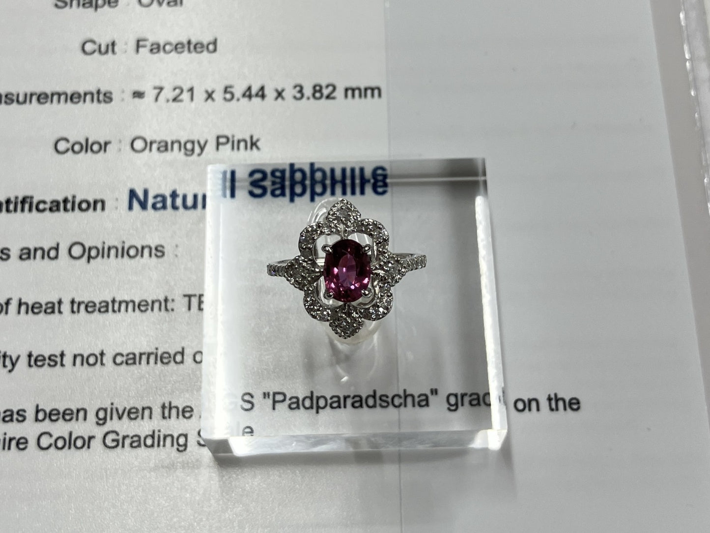 パパラチャサファイア 1.30ct パパラチャ AIGS鑑別書 D0.30ct PT900 5.1g 指輪 （JP13.5号） サイズ直し無料 8570S