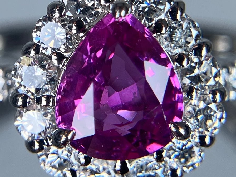 サファイア 1.07ct 非加熱 No heat GIA鑑別書 D0.70ct PT900 5.2g 指輪 （JP9号） サイズ直し無料 8450S