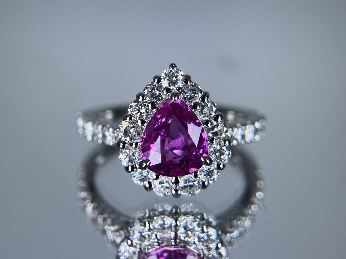 ピンクサファイア 1.07ct 非加熱 No heat GIA鑑別書 D0.70ct PT900 5.2g 指輪 （JP9号） サイズ直し無料 8450S