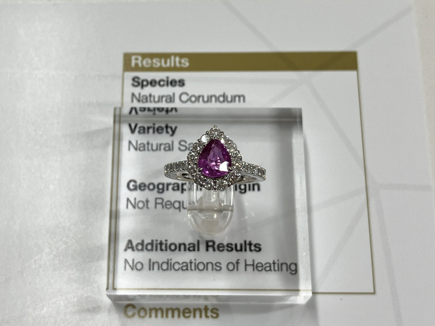 サファイア 1.07ct 非加熱 No heat GIA鑑別書 D0.70ct PT900 5.2g 指輪 （JP9号） サイズ直し無料 8450S