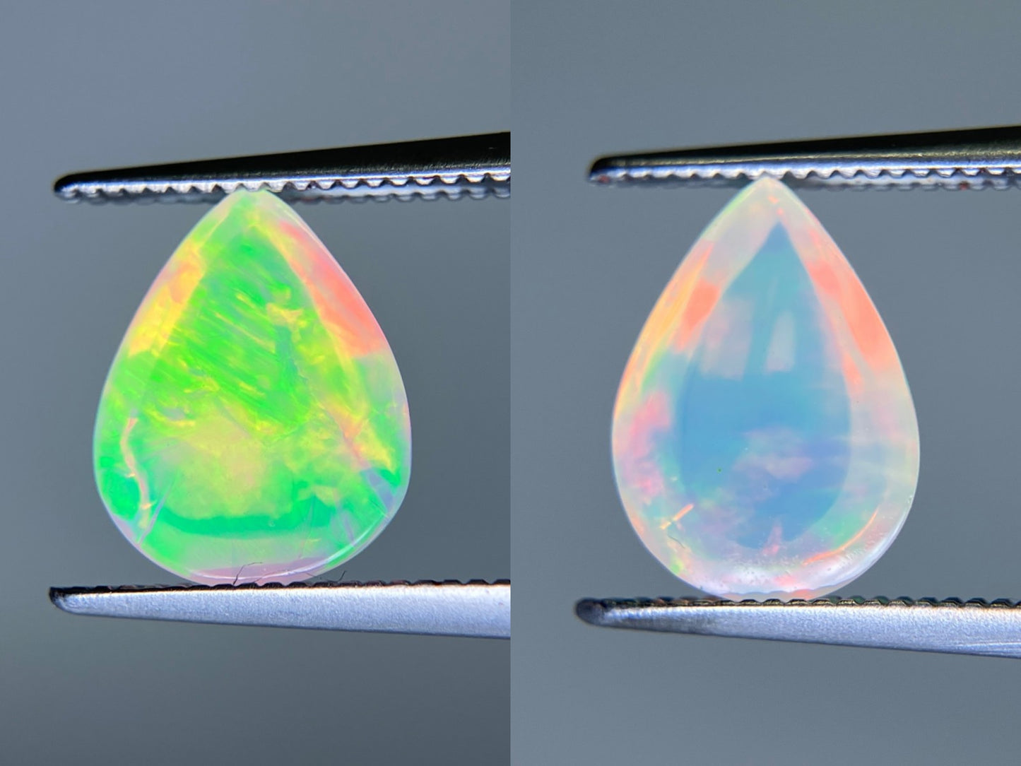 オパール・ハニカムオパール（ペアセット） 1.414ct / 1.877ct 宝石鑑別書付き 9.9㎜×7.8㎜×4.4㎜ / 10.5㎜×7.7㎜×5.0㎜ ルース（ 裸石 ） 3507S