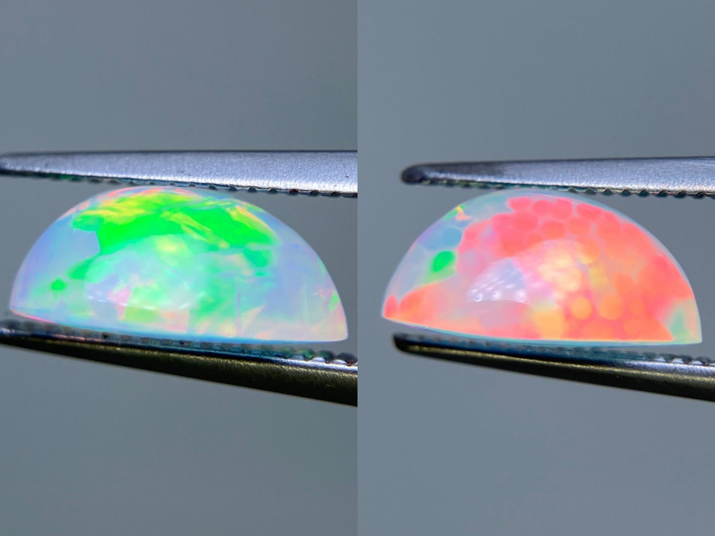 オパール・ハニカムオパール（ペアセット） 1.414ct / 1.877ct 宝石鑑別書付き 9.9㎜×7.8㎜×4.4㎜ / 10.5㎜×7.7㎜×5.0㎜ ルース（ 裸石 ） 3507S