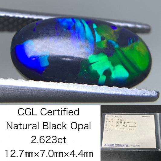 ブラックオパール  天然  2.623ct  中央宝石ソーティング付き  12.7㎜×7.0㎜×4.4㎜   天然 ルース（ 裸石 ） 5334Y