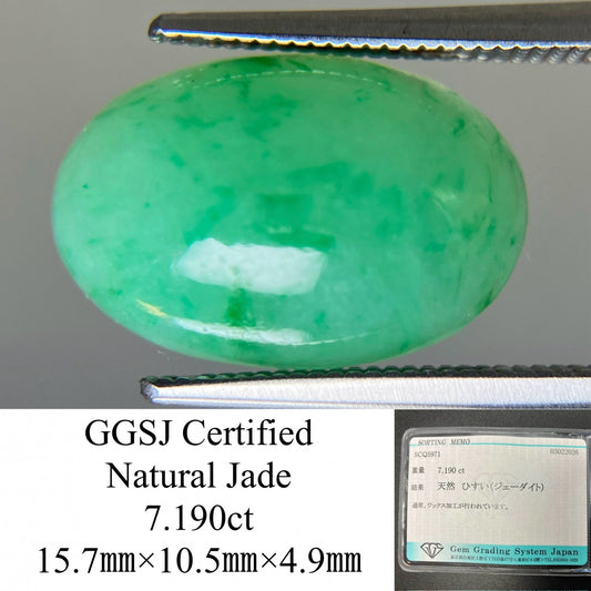 ひすい（ヒスイ 翡翠） 天然 7.190ct 宝石ソーティング付き 15.7㎜×10.5㎜×4.9㎜ ルース（ 裸石 ） 7871YY