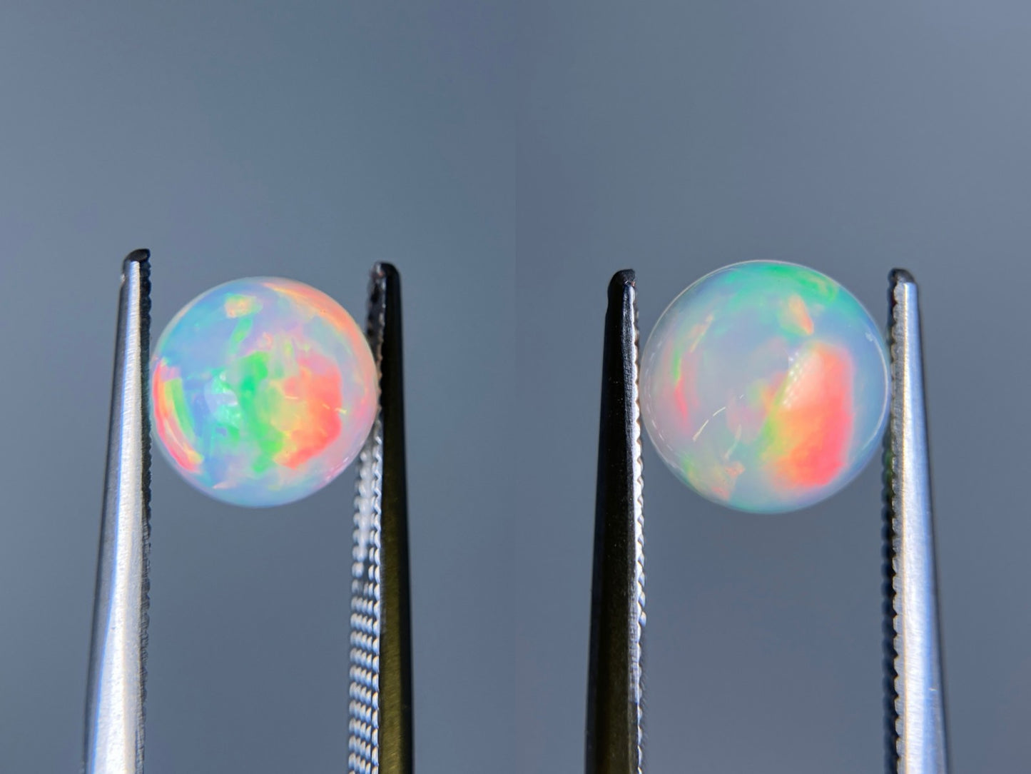 オパール（ペアセット） 1.634ct / 1.764ct 宝石鑑別書付き 8.1㎜×8.1㎜×5.2㎜ / 8.2㎜×8.1㎜×5.2㎜ ルース（ 裸石 ） 3505S