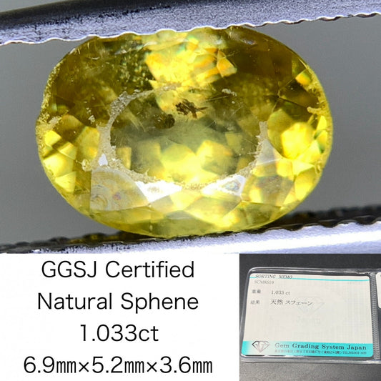 スフェーン 天然 1.033ct 宝石ソーティング付き 6.9㎜×5.2㎜×3.6㎜ ルース（ 裸石 ） 5367Y