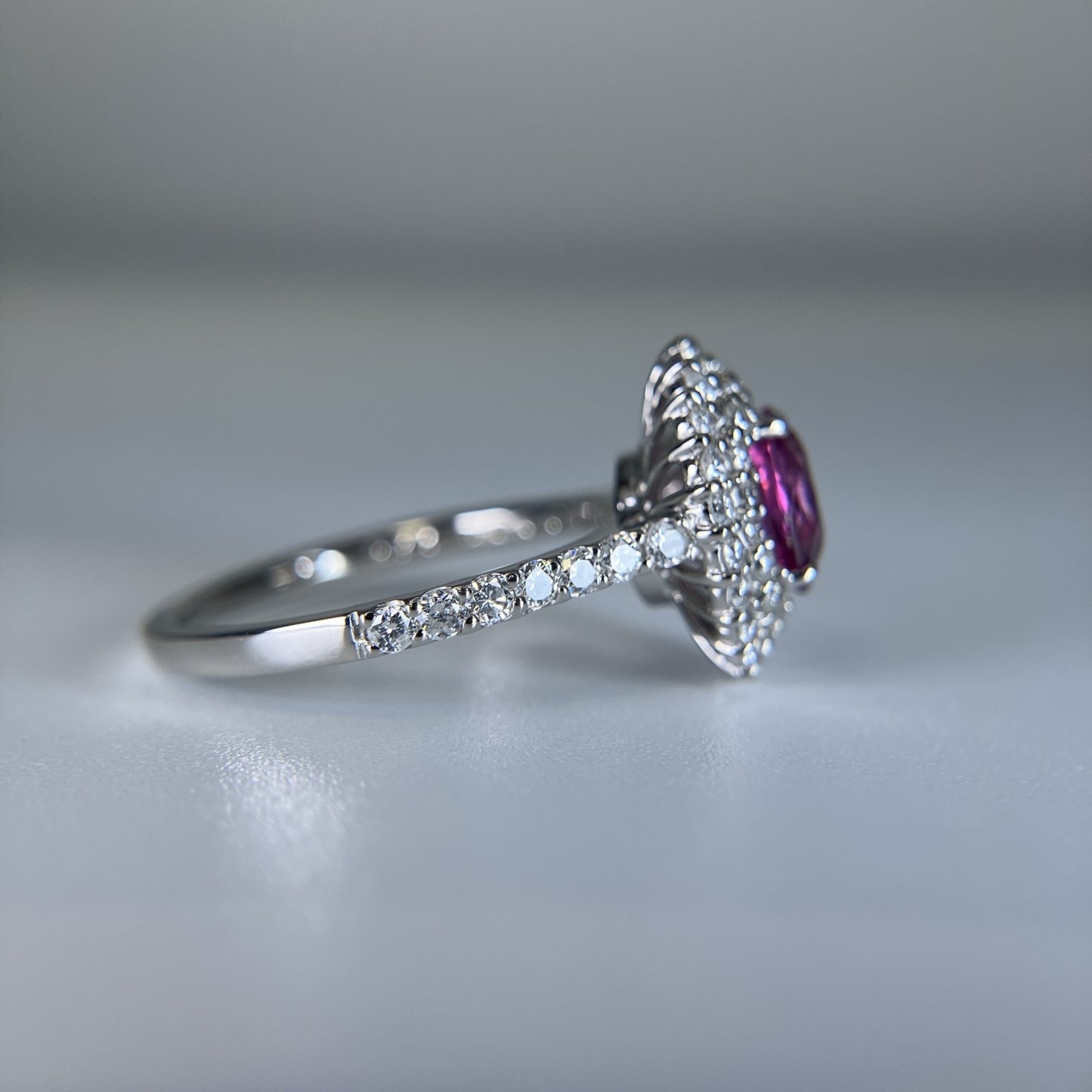 サファイア 1.02ct 非加熱 No heat GIA鑑別書 D0.72ct PT900 4.8g 指輪 （JP14号） サイズ直し無料 8442K