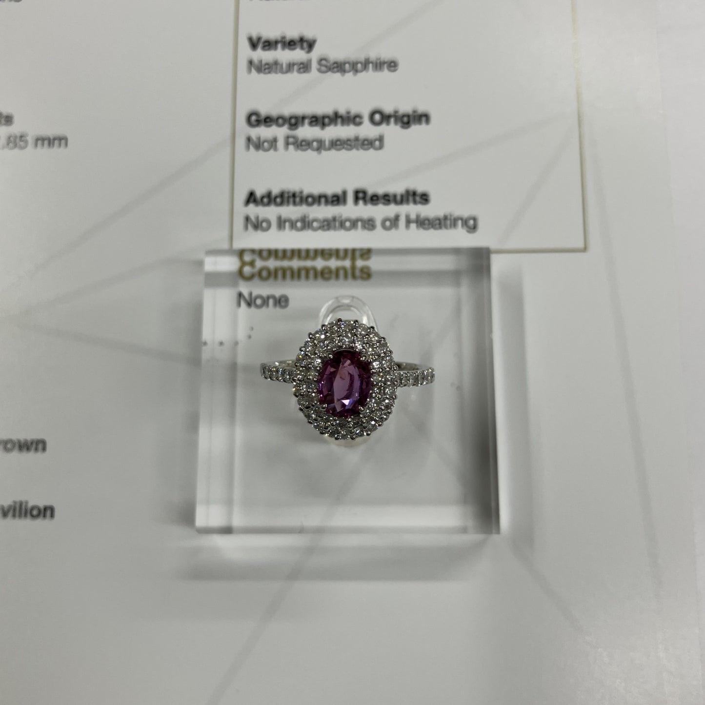 サファイア 1.02ct 非加熱 No heat GIA鑑別書 D0.72ct PT900 4.8g 指輪 （JP14号） サイズ直し無料 8442K