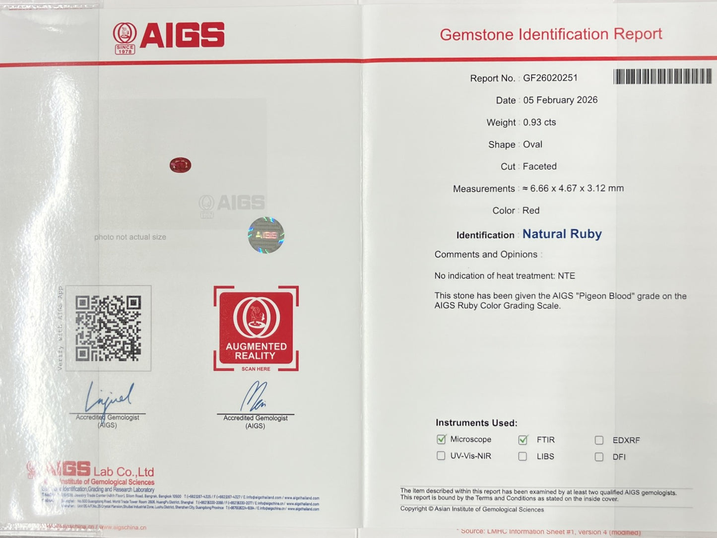 ルビー 0.93ct Pigeon blood NoHeat AIGS鑑別書 D0.31ct PT900 4.3g 指輪 （JP13号） サイズ直し無料 8586K