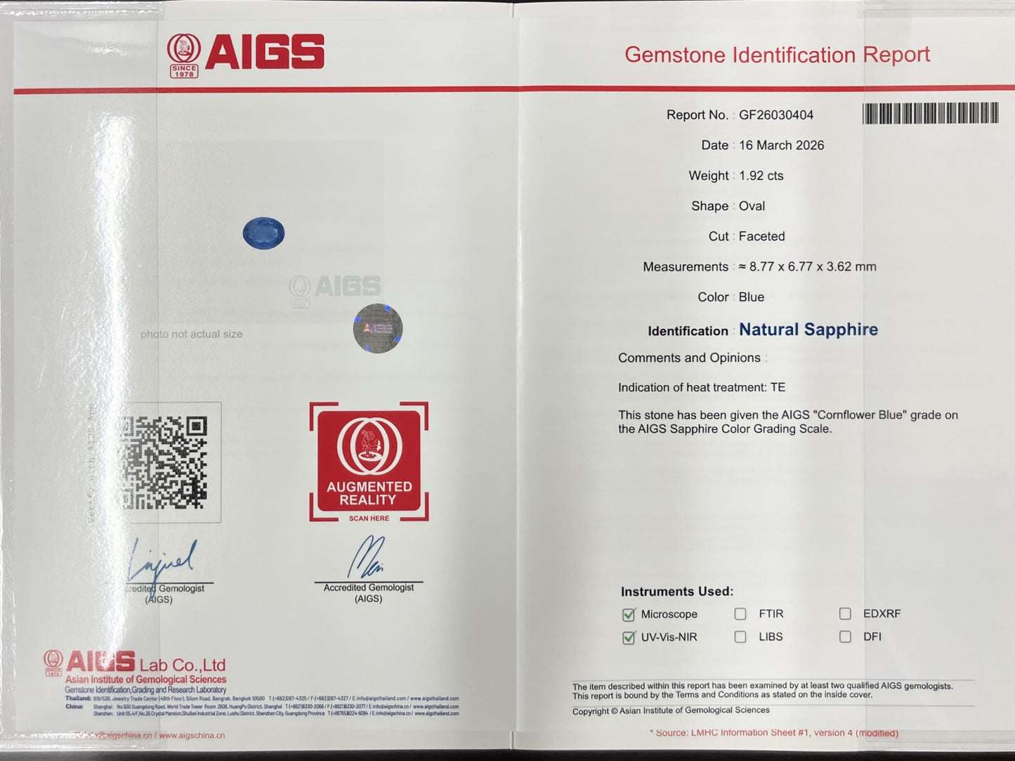 サファイア 1.92ct コンフラワーブルー Cornflower Blue AIGS鑑別書 D0.33ct PT900 5.0g 指輪 （JP13号） サイズ直し無料 8553K