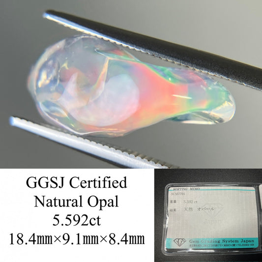 オパール 天然  5.592ct  宝石ソーティング付き  18.4㎜×9.1㎜×8.4㎜  ルース（ 裸石 ）  5268YY