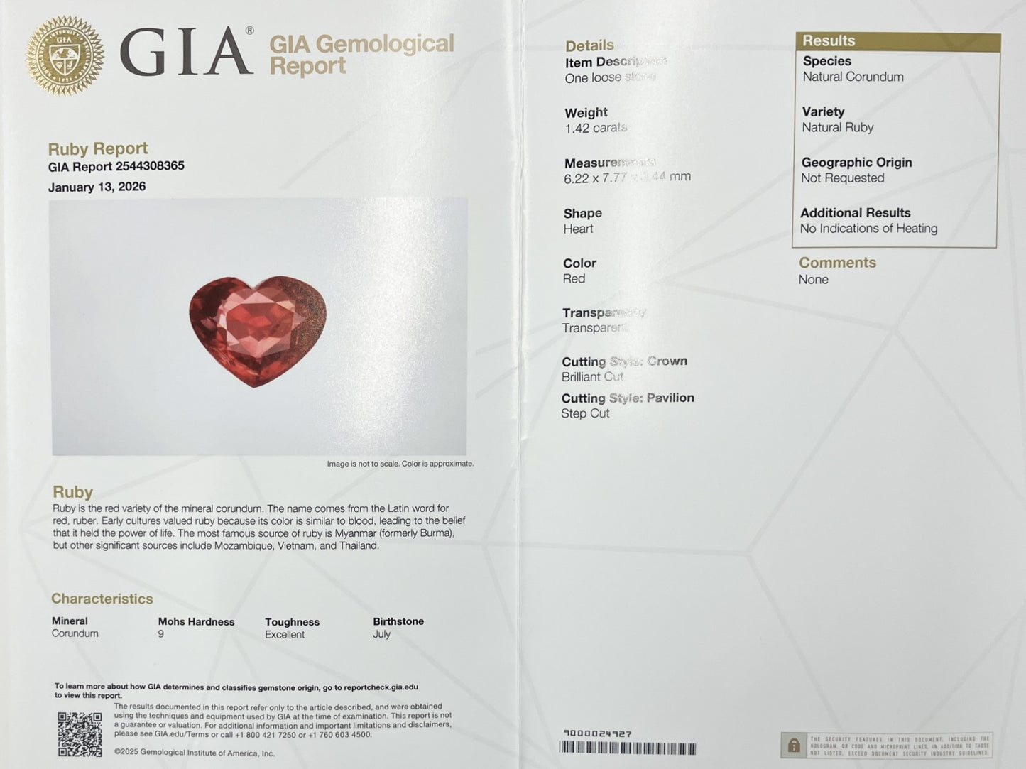 ルビー 1.42ct 非加熱 No heat GIA鑑別書 D0.72ct PT900 5.6g 指輪 （JP9号） サイズ直し無料 8089K