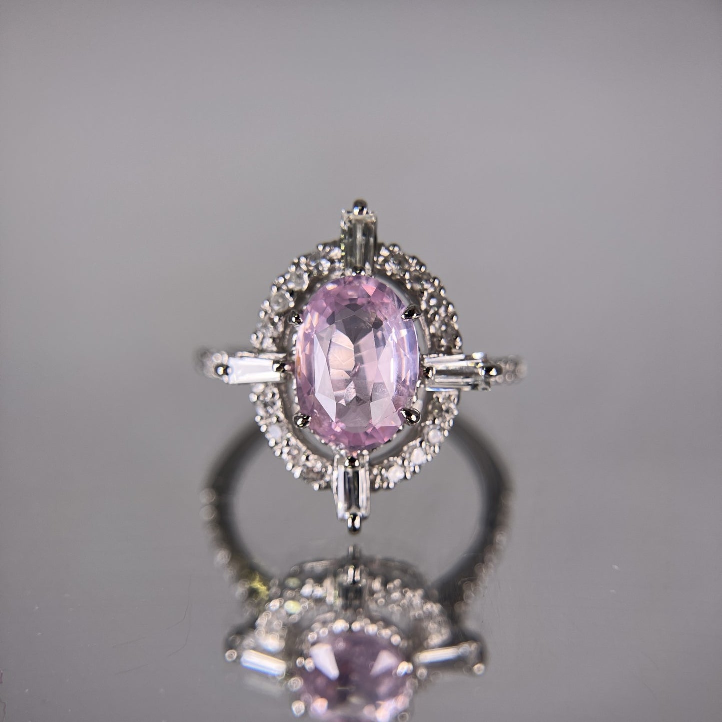 サファイア 1.95ct パパラチャ Padparadscha 非加熱 No heat AIGS鑑別書 D0.48ct PT900 4.4g 指輪 （JP11号） サイズ直し無料 8712K