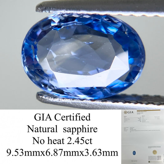 サファイア 2.45ct GIA鑑別書付き 非加熱 9.53㎜×6.87㎜×3.63㎜ ルース（ 裸石 ） 3438YY