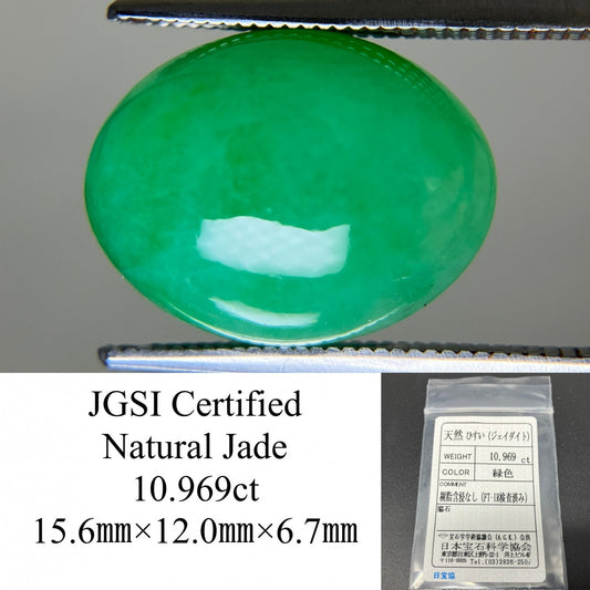 ヒスイ 翡翠 天然 10.969ct 宝石ソーティング付き 15.6㎜×12.0㎜×6.7㎜ ルース（ 裸石 ） 5741YY