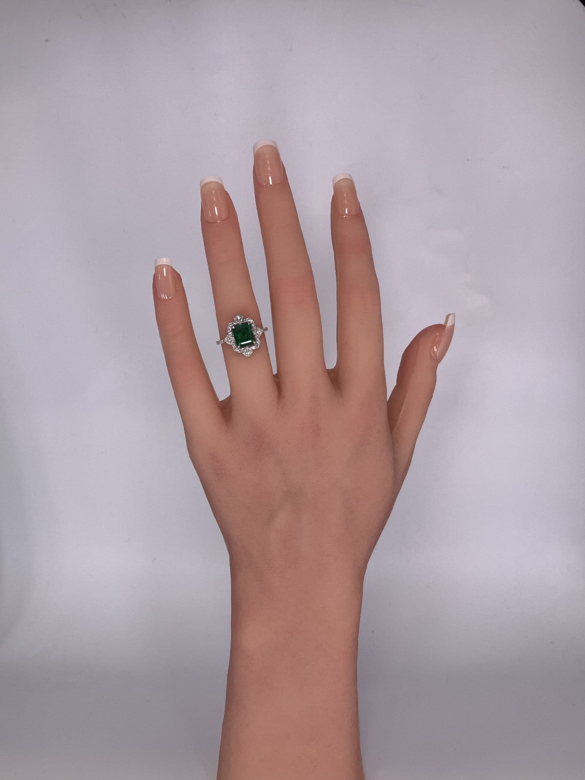 エメラルド 1.77ct Zambia GRS鑑別書 D0.34ct PT900 4.8g 指輪 （JP11号） サイズ直し無料 1285K