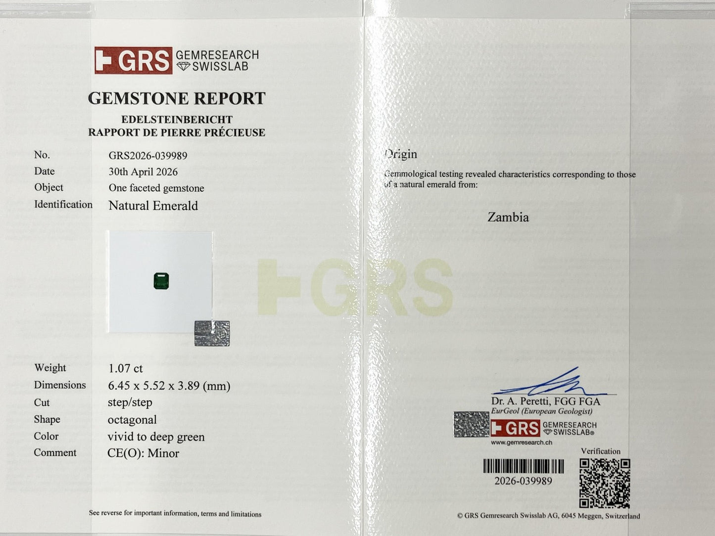 エメラルド 1.07ct Zambia vivid to deep green 宝石鑑別書 D0.47ct PT900 6.0g 指輪 （JP12号） サイズ直し無料 7927K