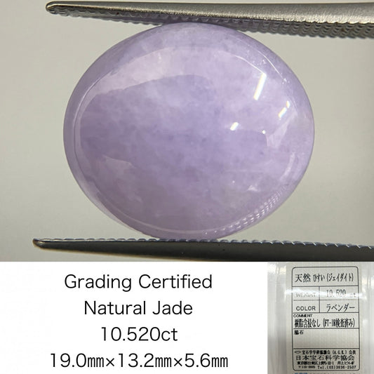 翡翠（ひすい） 10.520ct 宝石ソーティング付き 19.0㎜×13.2㎜×5.6㎜ ルース（ 裸石 ） 3985S