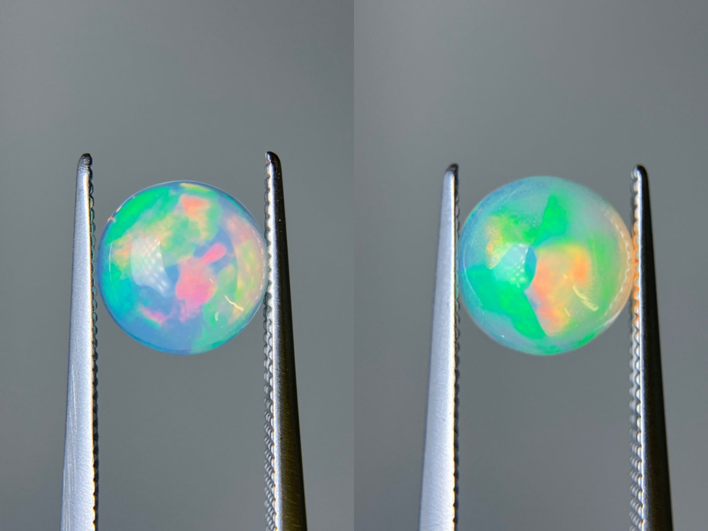 オパール（ペアセット） 1.075ct / 1.288ct 宝石鑑別書付き 8.1㎜×8.1㎜×3.6㎜ / 7.9㎜×7.9㎜×4.2㎜ ルース（ 裸石 ） 3332S
