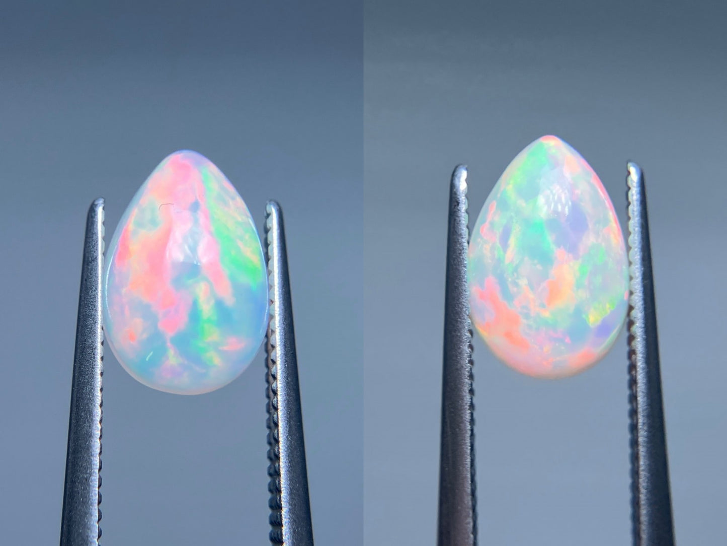 オパール（ペアセット） 1.109ct / 1.125ct 宝石鑑別書付き 9.6㎜×6.7㎜×4.2㎜ / 9.9㎜×6.7㎜×3.9㎜ ルース（ 裸石 ） 3384S