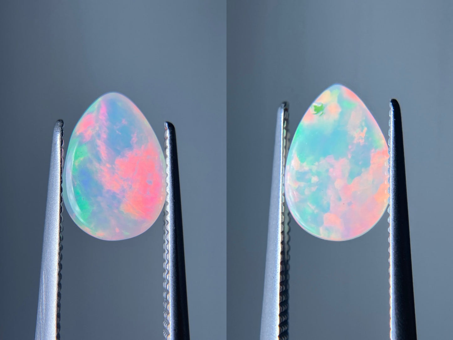 オパール（ペアセット） 1.109ct / 1.125ct 宝石鑑別書付き 9.6㎜×6.7㎜×4.2㎜ / 9.9㎜×6.7㎜×3.9㎜ ルース（ 裸石 ） 3384S