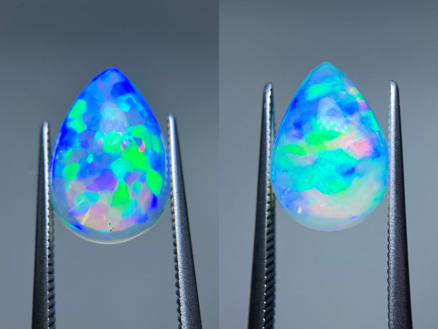 オパール（ペアセット） 3.175ct / 3.507ct 宝石鑑別書付き 13.5㎜×9.7㎜×5.2㎜ / 13.5㎜×9.5㎜×5.3㎜ ルース（ 裸石 ） 3383S