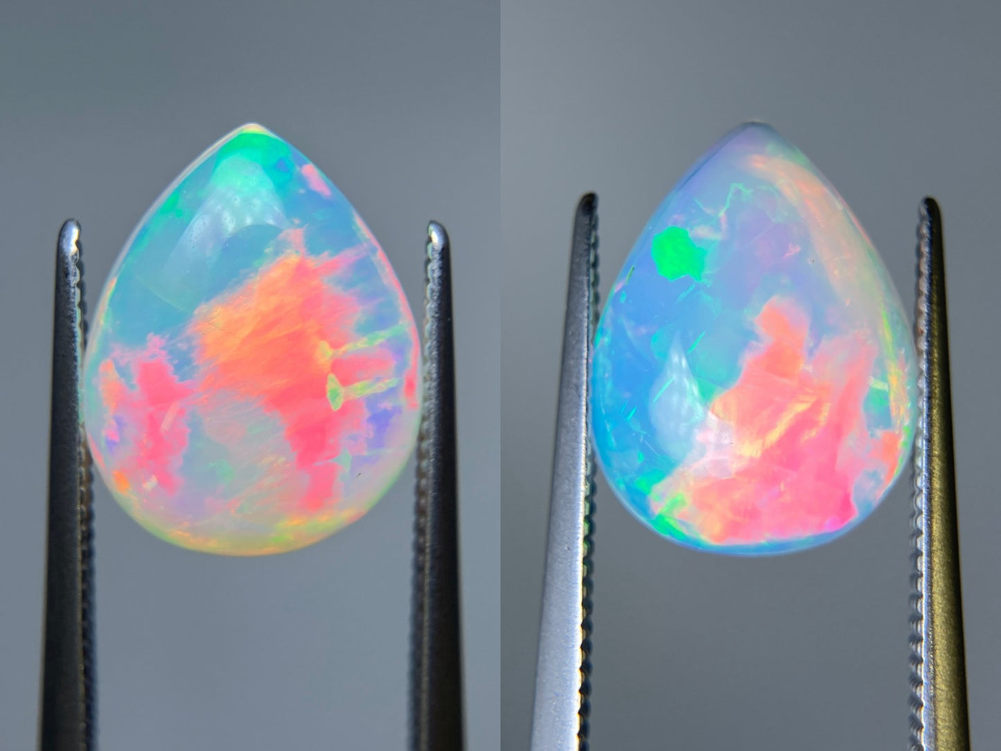 オパール（ペアセット） 2.913ct / 3.053ct 宝石鑑別書付き 13.5㎜×10.6㎜×4.1㎜ / 13.2㎜×10.4㎜×4.6㎜ ルース（ 裸石 ） 3329S