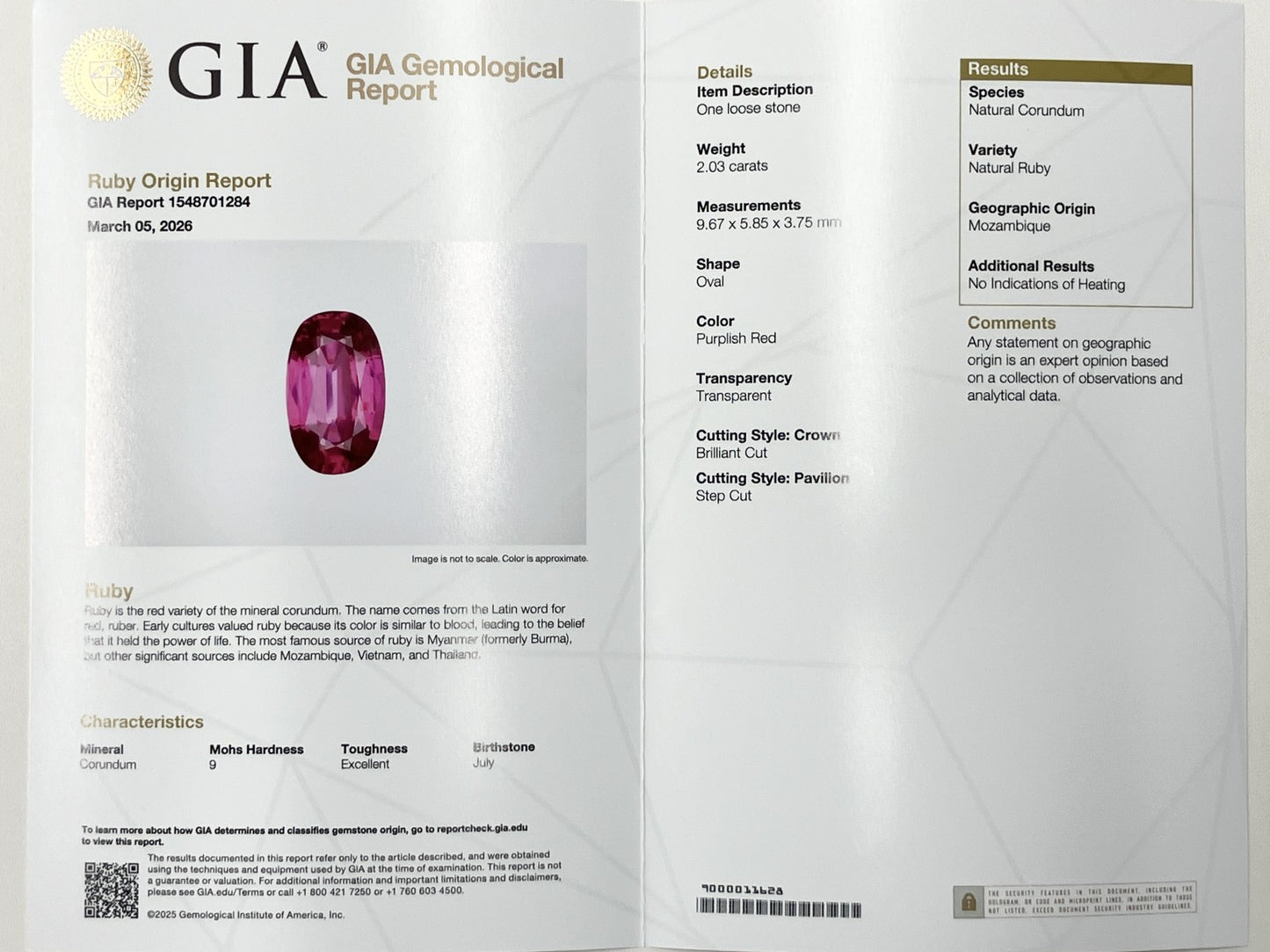 ルビー 2.03ct 非加熱 No heat GIA鑑別書 D0.38ct PT900 4.4g 指輪 （JP9号） サイズ直し無料 8370K